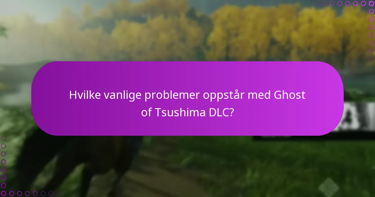 Hvilke vanlige problemer oppstår med Ghost of Tsushima DLC?